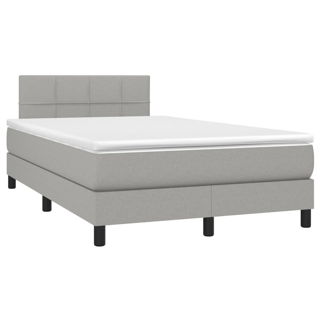 vidaXL Boxspring met matras en LED stof lichtgrijs 120x190 cm afbeelding