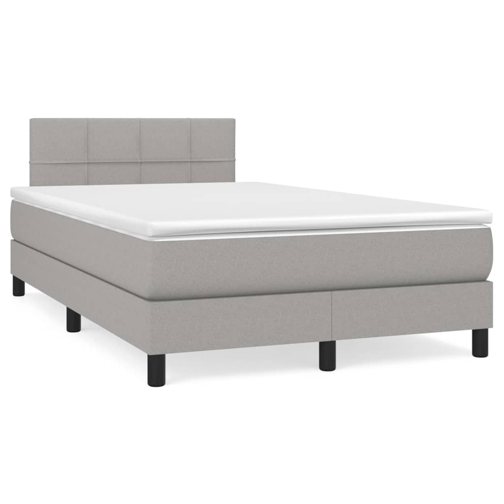 vidaXL Boxspringbett mit Matratze & LED Hellgrau 120x190 cm Stoff