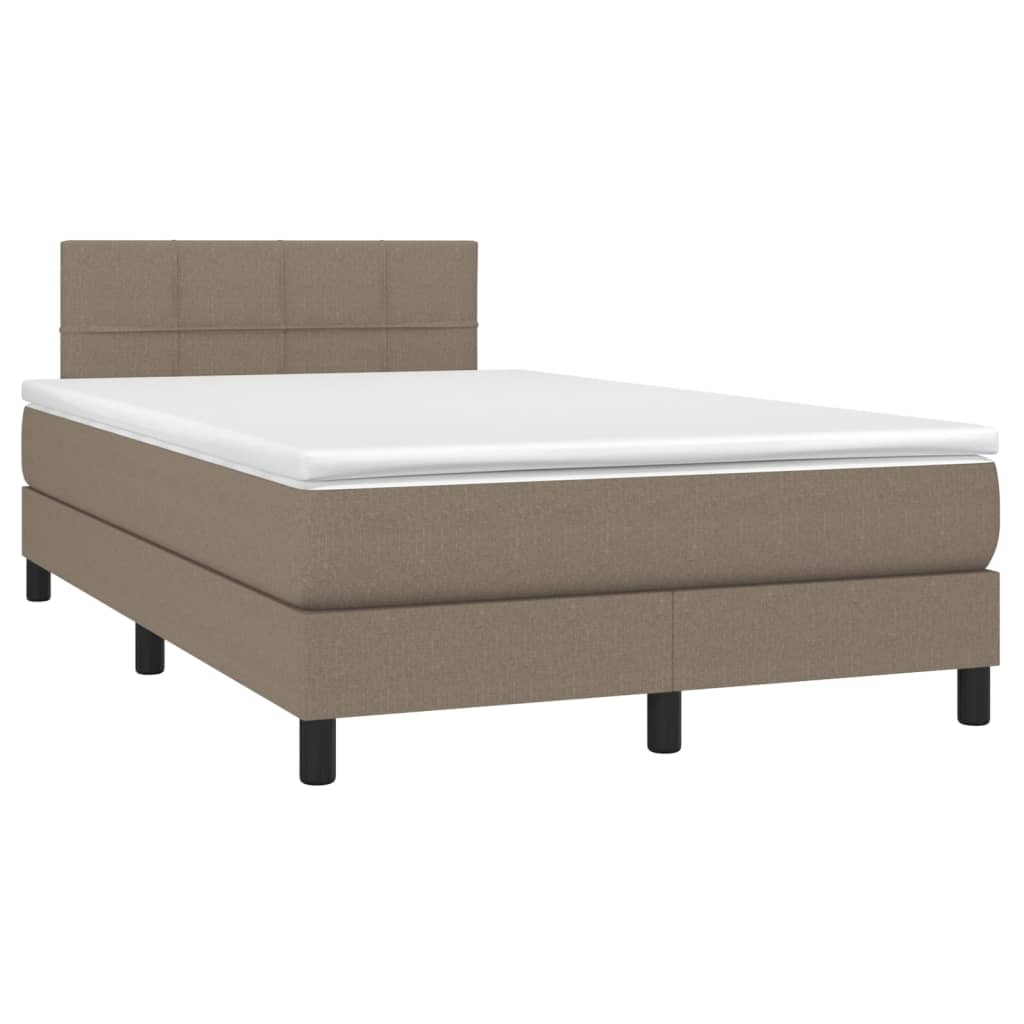 vidaXL Boxspring met matras en LED stof taupe 120x190 cm afbeelding