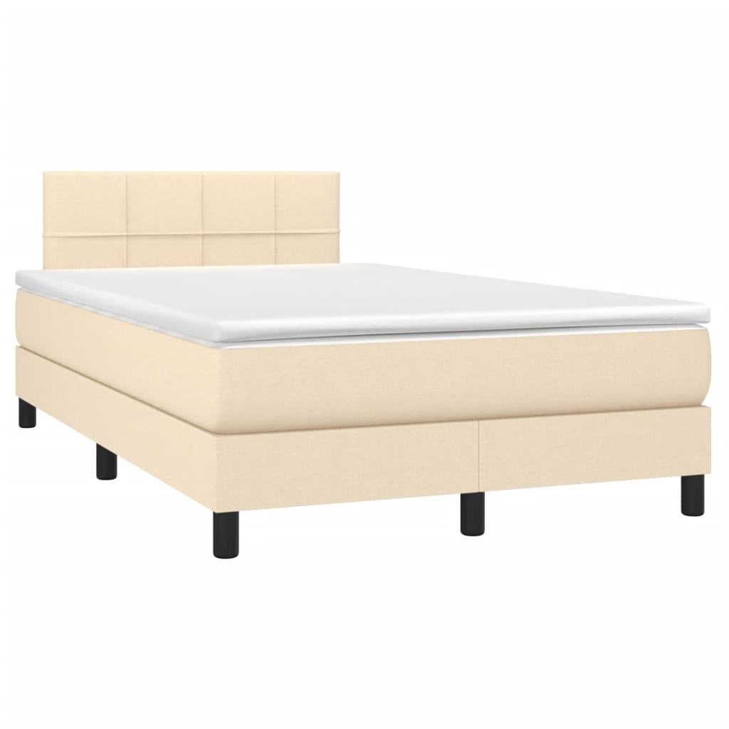 vidaXL Boxspring met matras en LED stof crèmekleurig 120x190 cm afbeelding