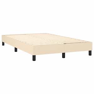 Box spring postelja z vzmetnico LED krem 120x190 cm blago - slika 6