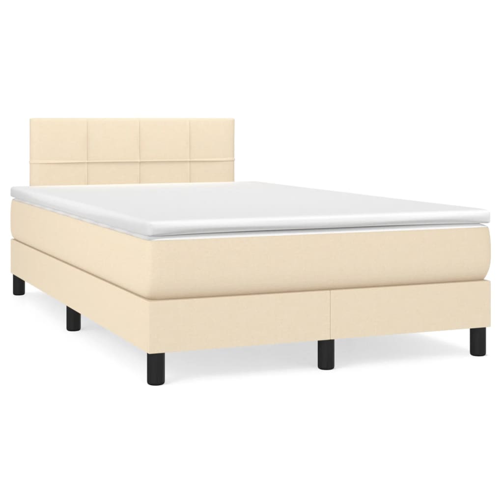 Boxspringbett mit Matratze & LED Creme 120×190 cm Stoff