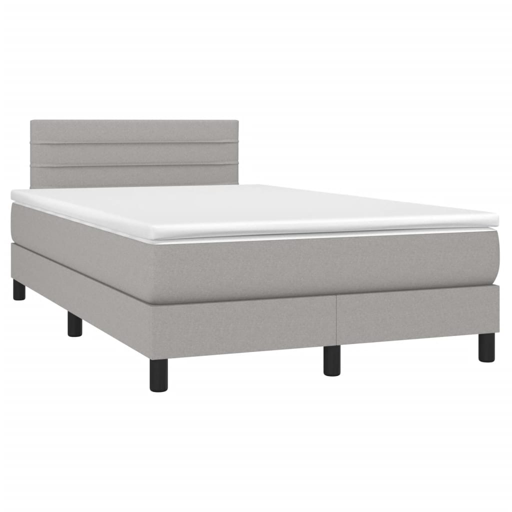 vidaXL Boxspring met matras en LED stof lichtgrijs 120x190 cm afbeelding