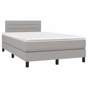 Box spring postelja z vzmetnico LED sv. siva 120x190 cm blago - slika 3