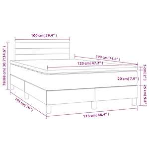 Box spring postel s matrací a LED tmavě hnědá 120x190 cm textil - obrázek 11