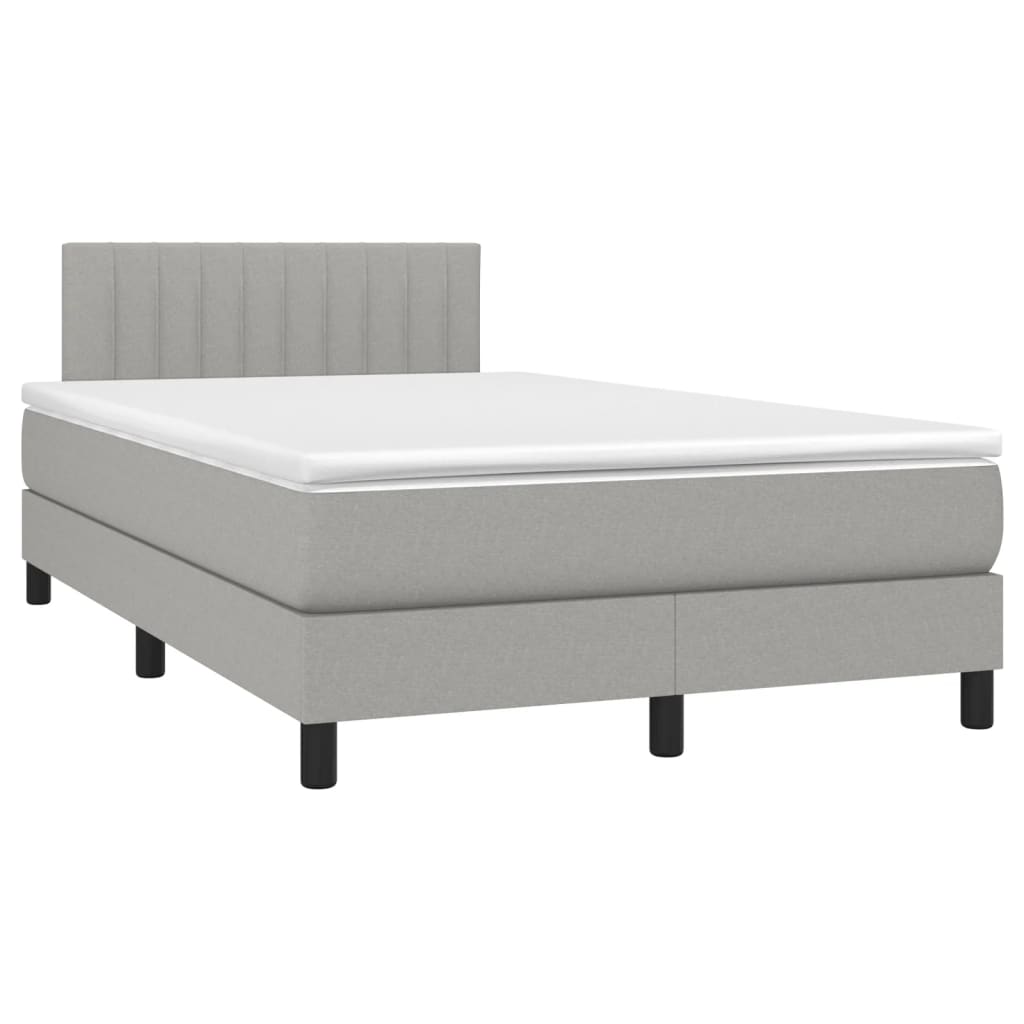 vidaXL Boxspring met matras en LED stof lichtgrijs 120x190 cm afbeelding