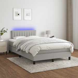 Box spring postel s matrací a LED světle šedá 120x190 cm textil - obrázek 5
