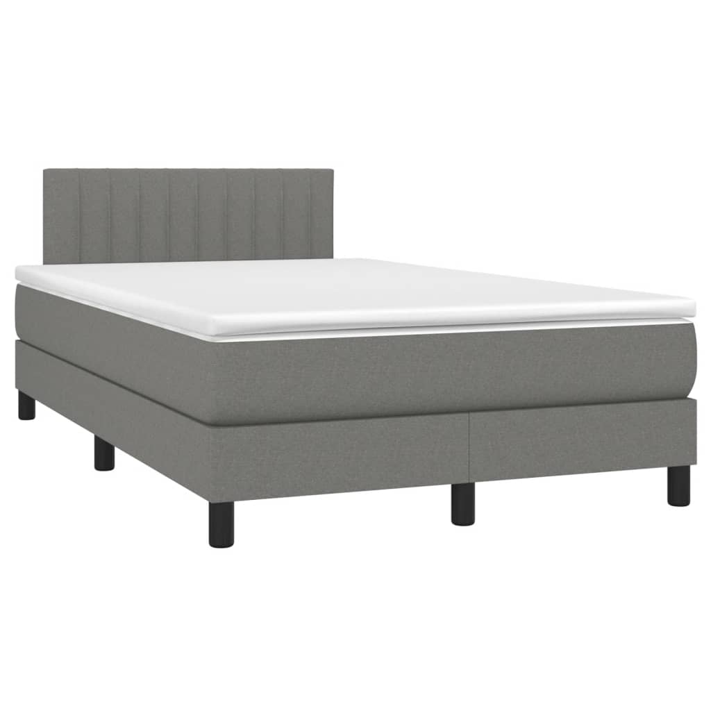 vidaXL Boxspring met matras en LED stof donkergrijs 120x190 cm afbeelding
