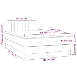 Box spring postel s matrací a LED tmavě hnědá 120x190 cm textil - obrázek 11