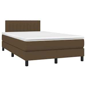 vidaXL Κρεβάτι Boxspring με Στρώμα & LED Σκ.Καφέ 120x190εκ. Υφασμάτινο