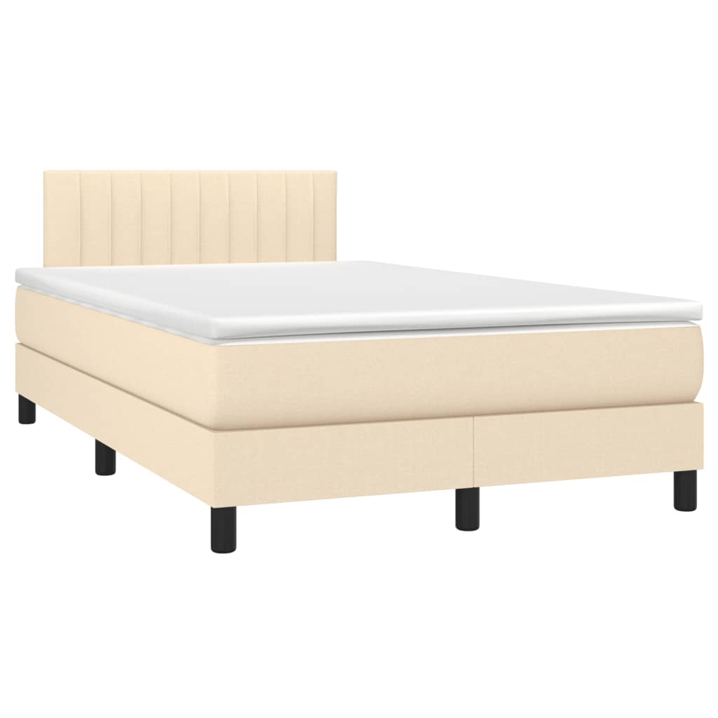 vidaXL Boxspring met matras en LED stof crèmekleurig 120x190 cm afbeelding