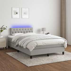 Box spring postel s matrací a LED světle šedá 120x190 cm textil - obrázek 5