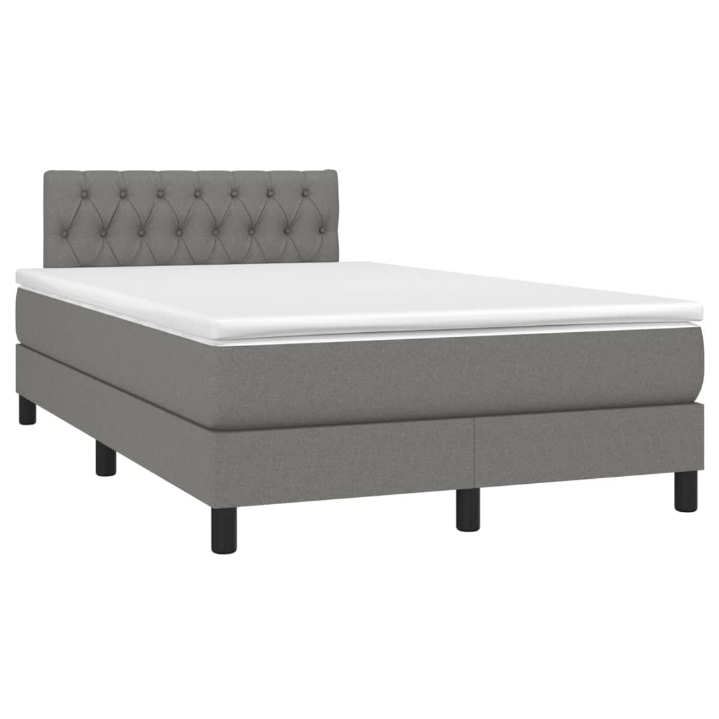 vidaXL Boxspring met matras en LED stof donkergrijs 120x190 cm afbeelding