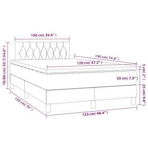 Box spring postel s matrací a LED tmavě šedá 120x190 cm textil - obrázek 11