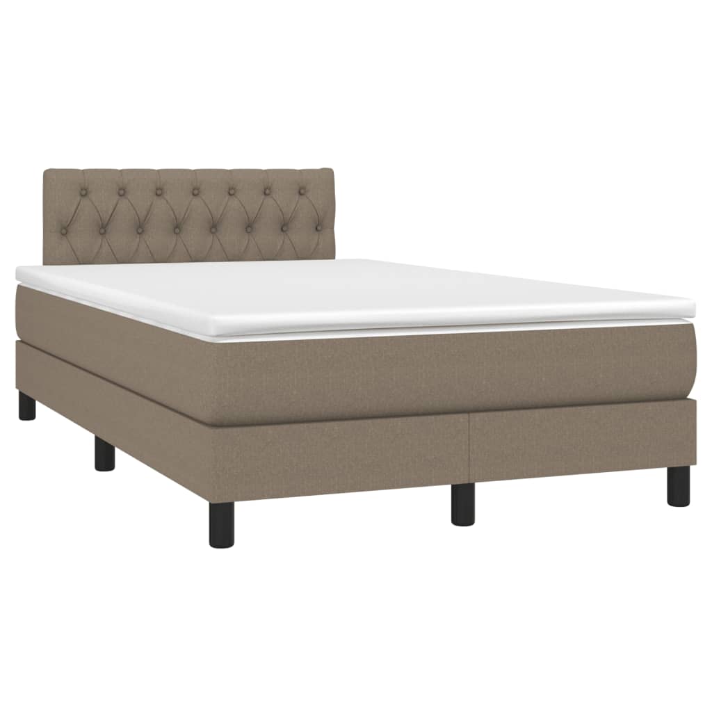 vidaXL Boxspring met matras en LED stof taupe 120x190 cm afbeelding