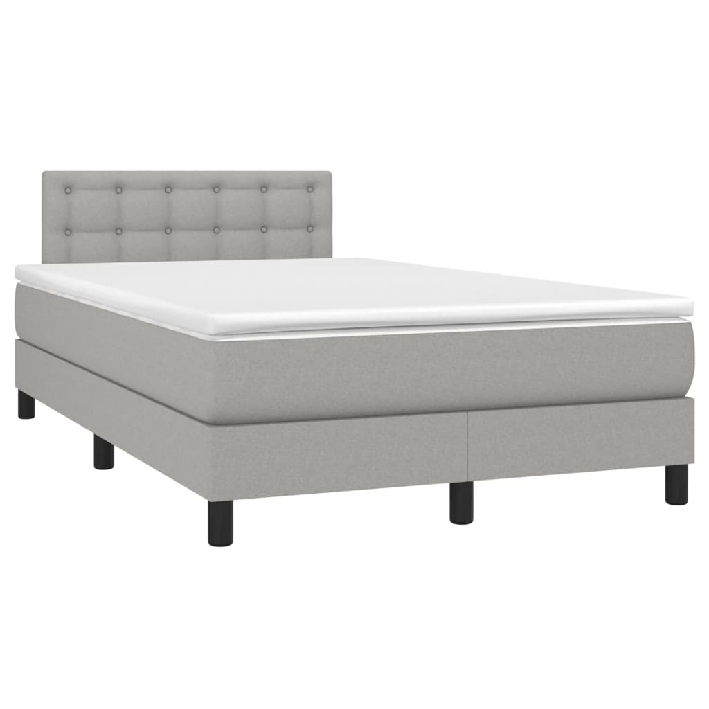 vidaXL Boxspring met matras en LED stof lichtgrijs 120x190 cm afbeelding
