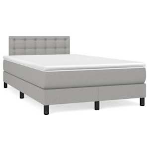 Box spring postel s matrací a LED světle šedá 120x190 cm textil - obrázek 1