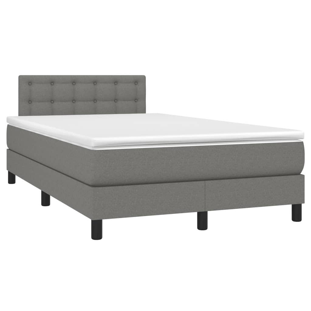vidaXL Boxspring met matras en LED stof donkergrijs 120x190 cm afbeelding