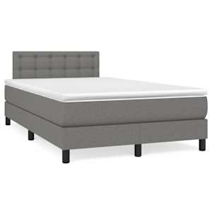 Box spring postel s matrací a LED tmavě šedá 120x190 cm textil - obrázek 1