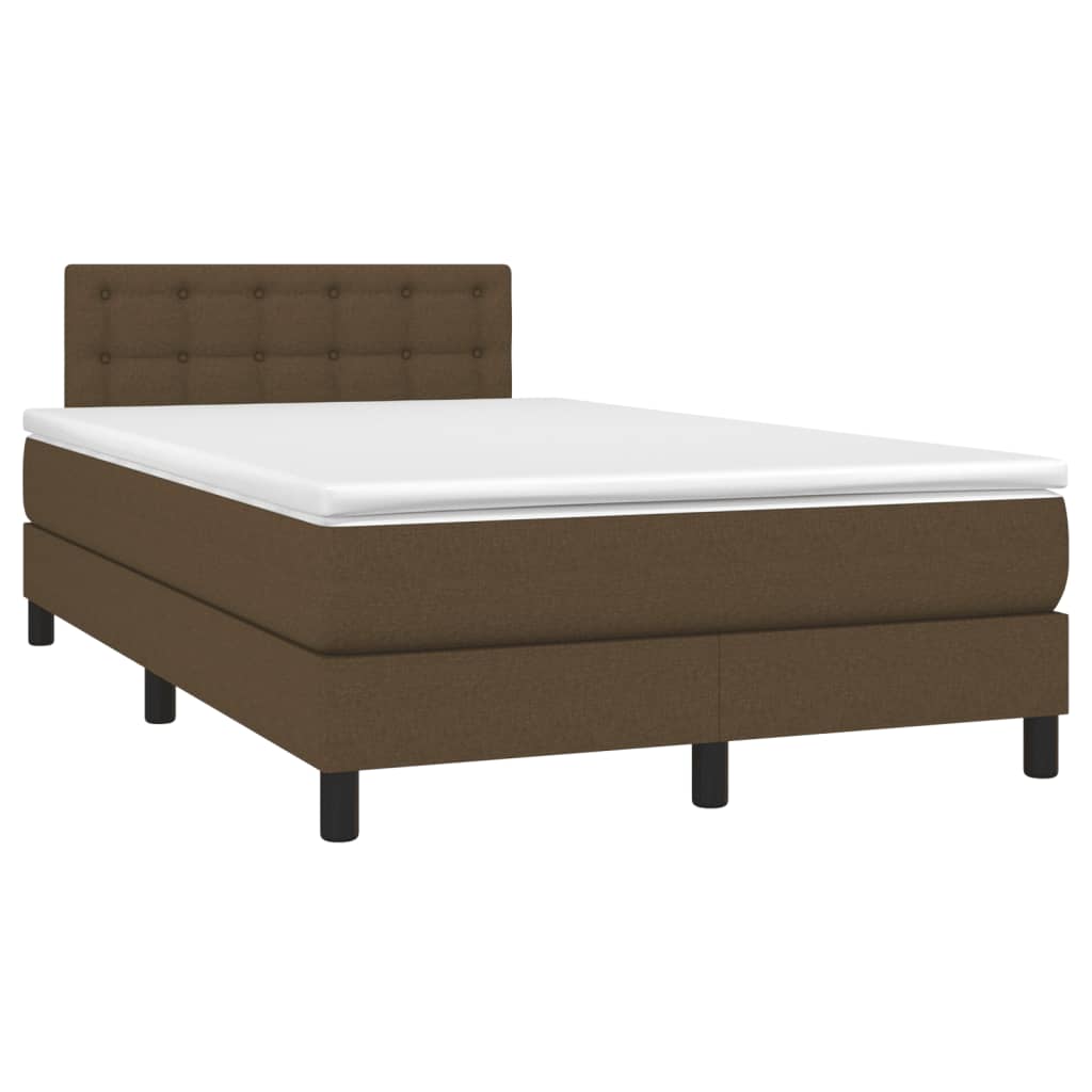 vidaXL Boxspring met matras en LED stof donkerbruin 120x190 cm afbeelding
