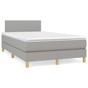 Box spring postel s matrací a LED světle šedá 120x190 cm textil - obrázek 1