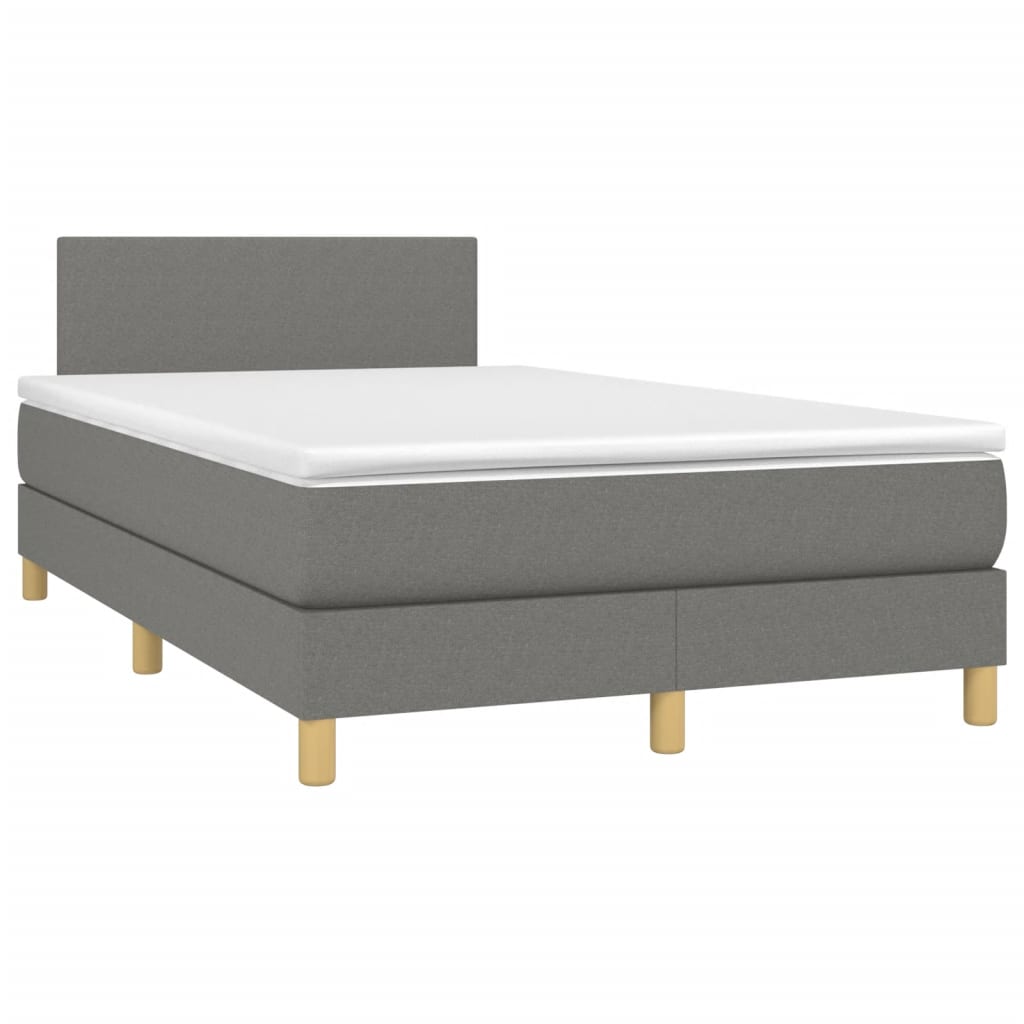 vidaXL Boxspring met matras en LED stof donkergrijs 120x190 cm afbeelding