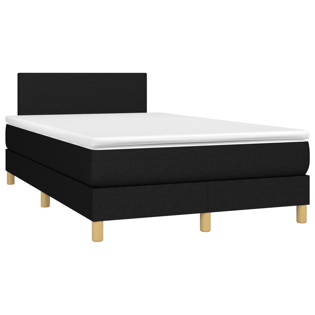 vidaXL Boxspring met matras en LED stof zwart 120x190 cm afbeelding