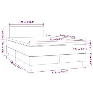 Box spring postel s matrací a LED tmavě hnědá 120x190 cm textil - obrázek 11