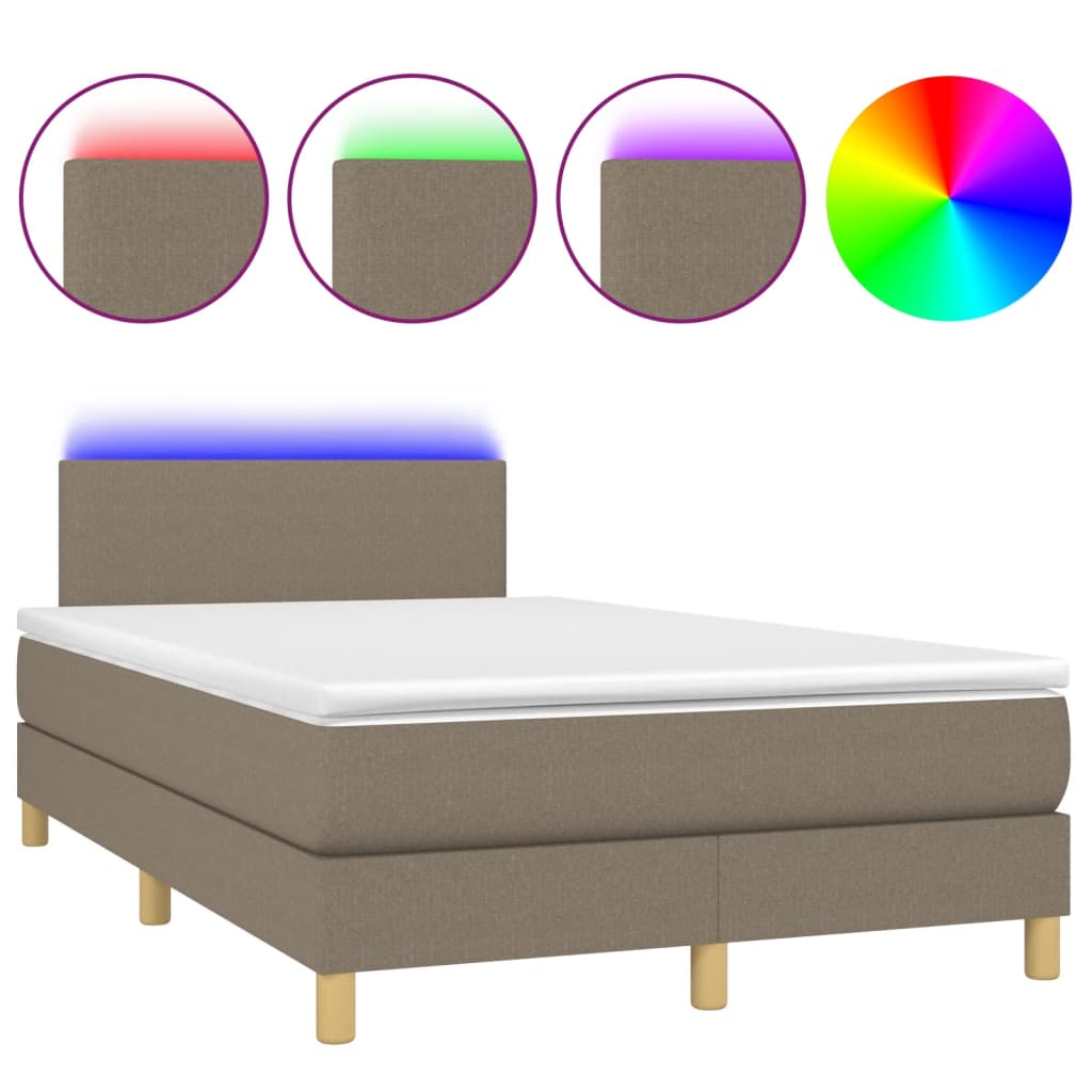 VidaXL Box spring postel s matrací a LED taupe 120x190 cm textil