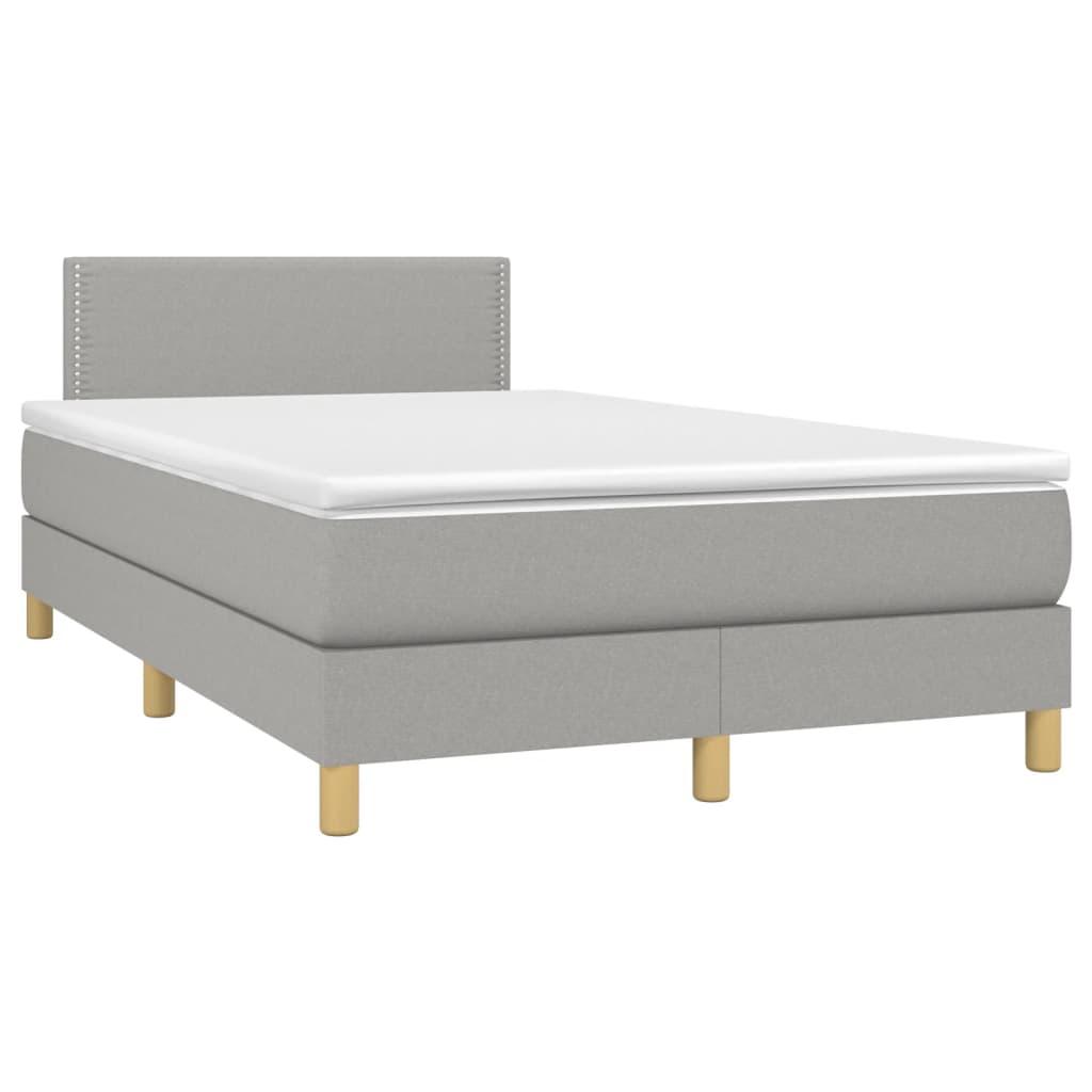 vidaXL Boxspring met matras en LED stof lichtgrijs 120x190 cm afbeelding