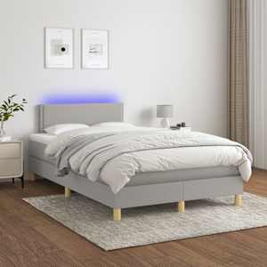 Box spring postel s matrací a LED světle šedá 120x190 cm textil - obrázek 5