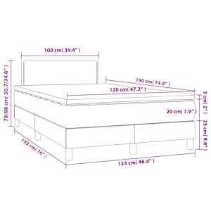 Box spring postel s matrací a LED světle šedá 120x190 cm textil - obrázek 11