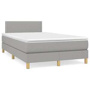 Box spring postel s matrací a LED světle šedá 120x190 cm textil - obrázek 1