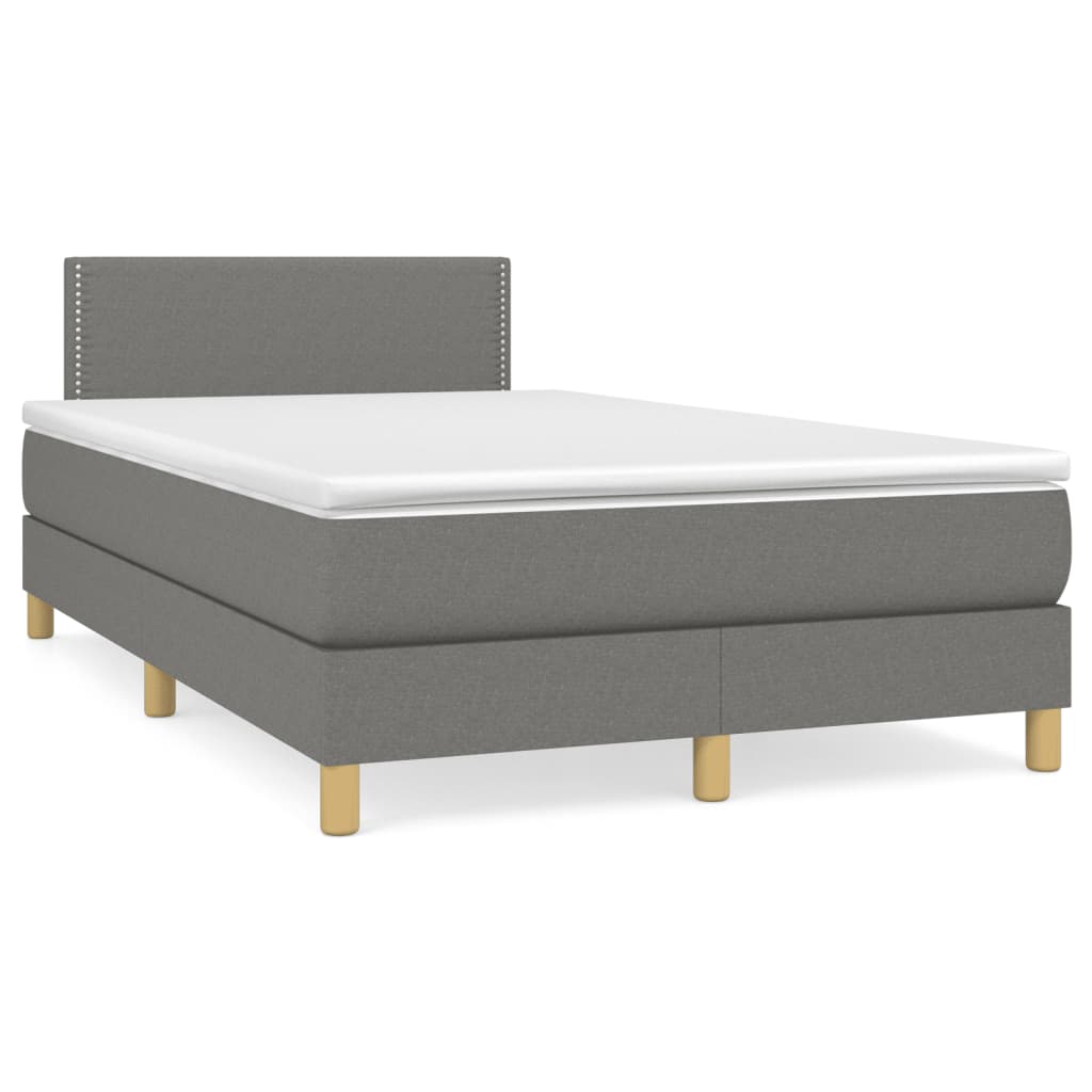 Boxspringbett mit Matratze & LED Dunkelgrau 120×190 cm Stoff