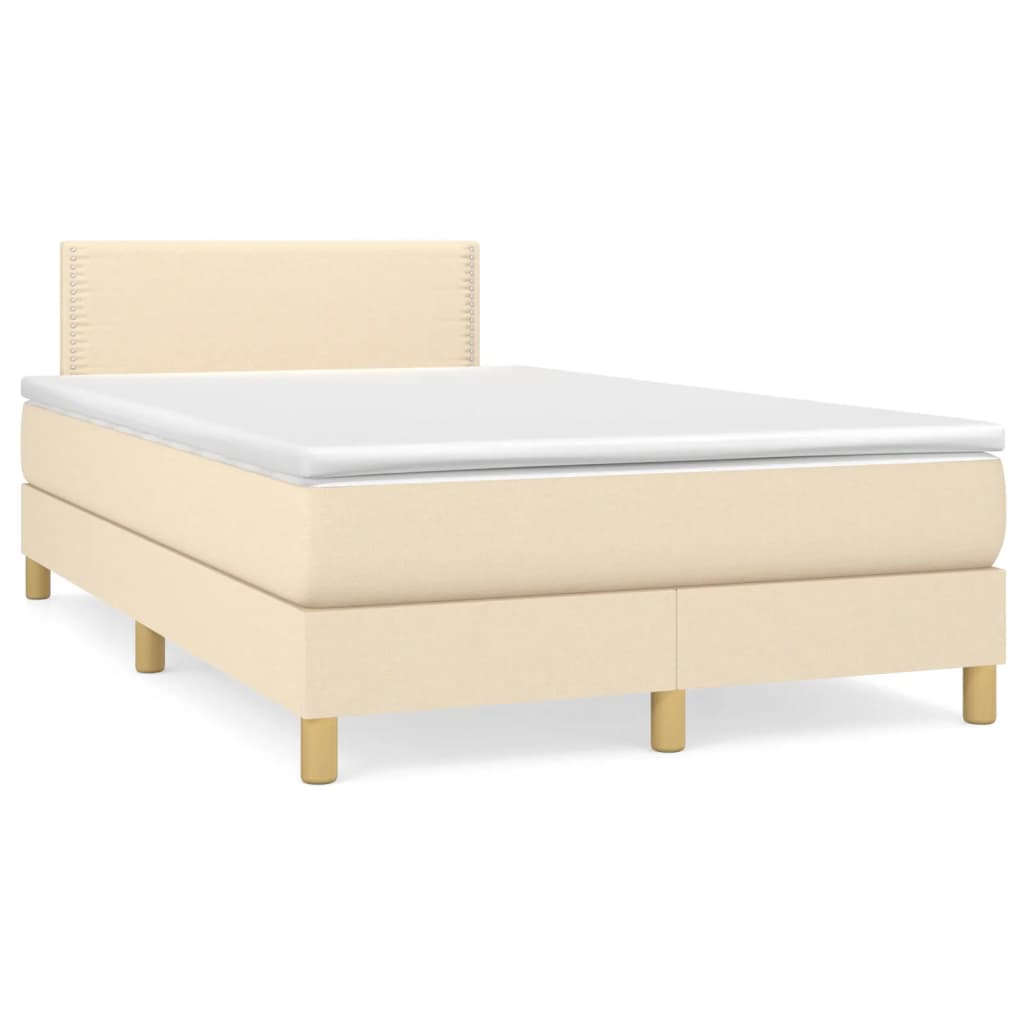 Boxspringbett mit Matratze & LED Creme 120×190 cm Stoff