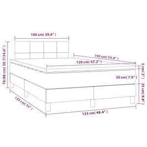 Box spring postel s matrací a LED světle šedá 120x190 cm textil - obrázek 11