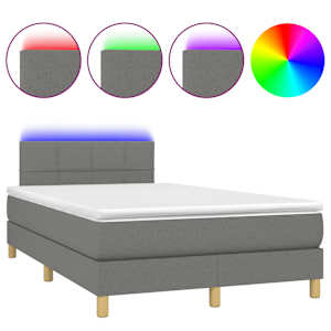 Box spring postel s matrací a LED tmavě šedá 120x190 cm textil - obrázek 2
