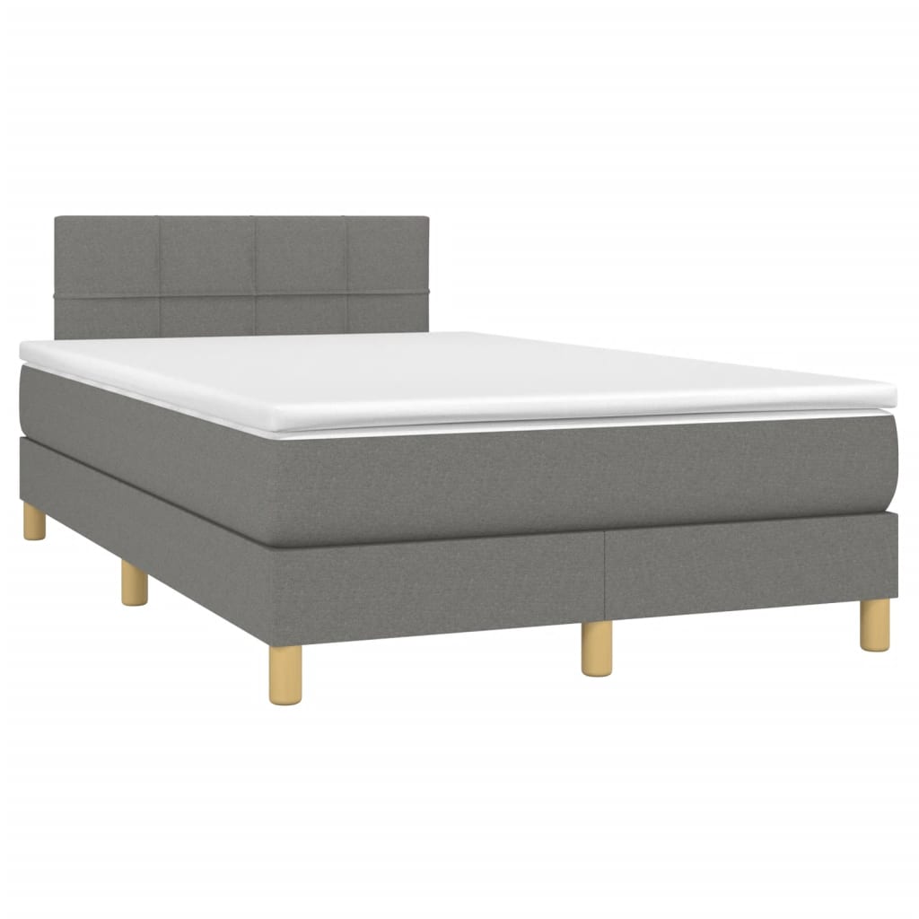 vidaXL Boxspring met matras en LED stof donkergrijs 120x190 cm afbeelding