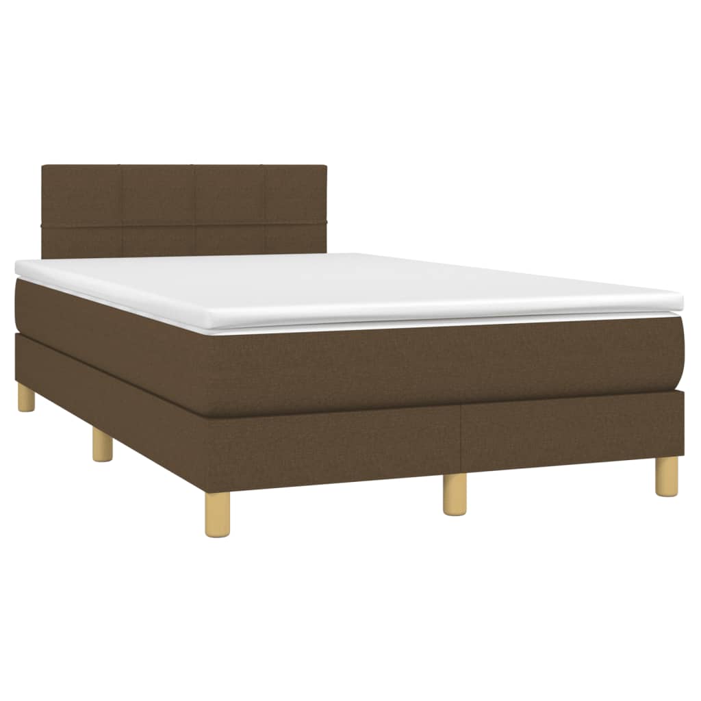 vidaXL Boxspringbett mit Matratze & LED Dunkelbraun 120x190 cm Stoff