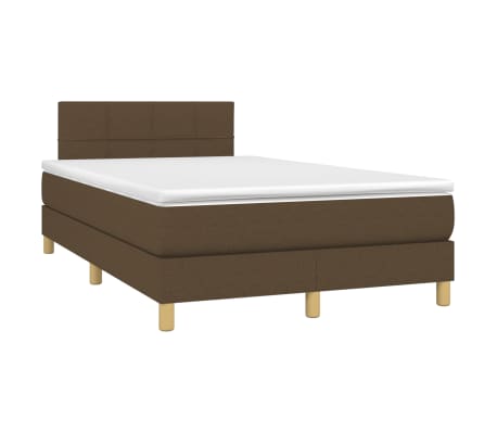 vidaXL Boxspringbett mit Matratze & LED Dunkelbraun 120x190 cm Stoff