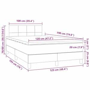 Box spring postel s matrací a LED tmavě hnědá 120x190 cm textil - obrázek 11