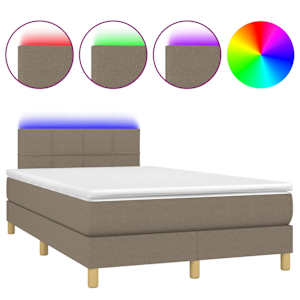 Box spring postel s matrací a LED taupe 120x190 cm textil - obrázek 2