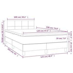 Box spring postel s matrací a LED taupe 120x190 cm textil - obrázek 11
