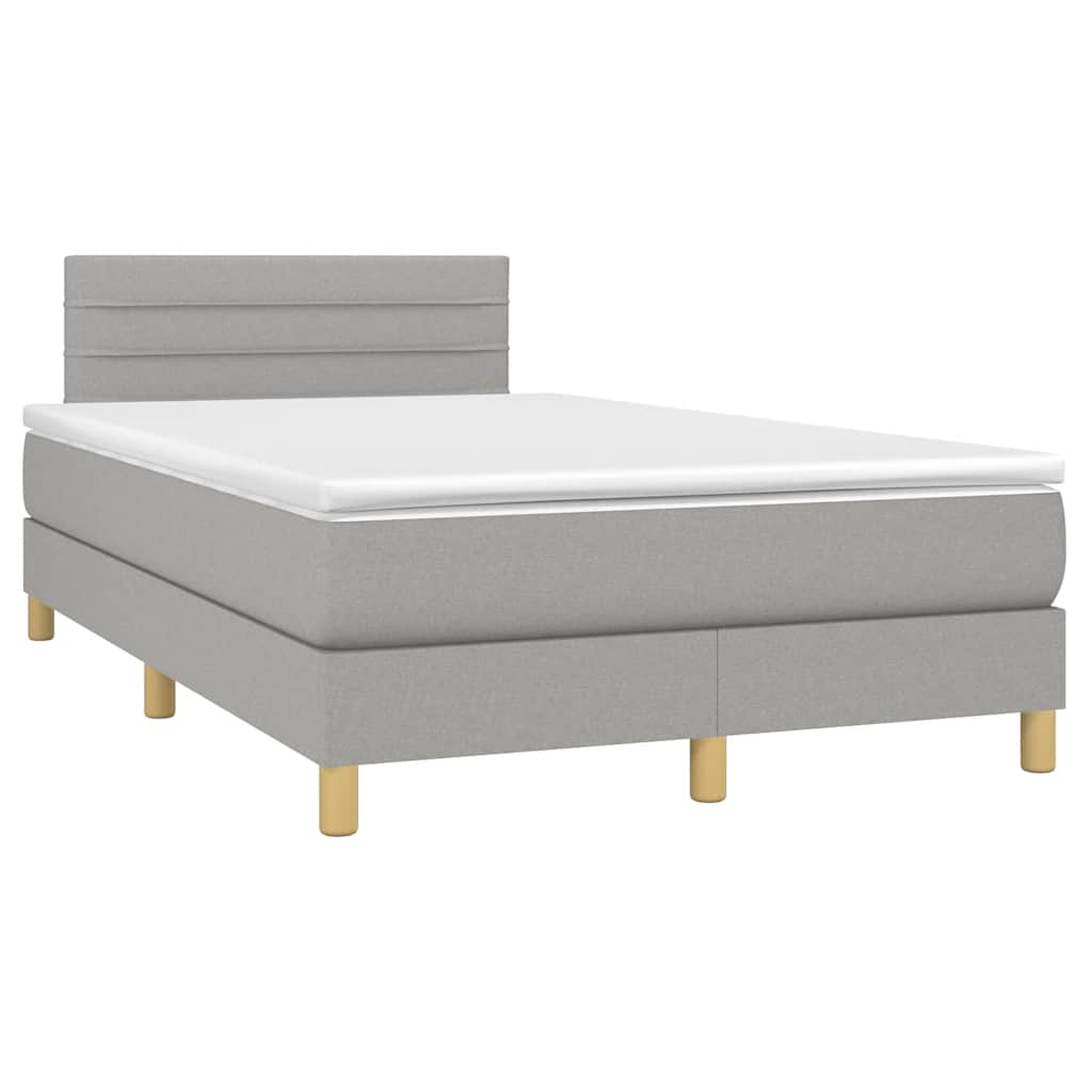 vidaXL Boxspring met matras en LED stof lichtgrijs 120x190 cm afbeelding