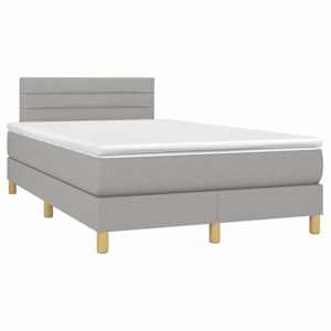 Box spring postel s matrací a LED světle šedá 120x190 cm textil - obrázek 3