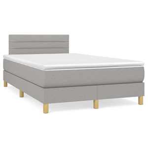 Box spring postel s matrací a LED světle šedá 120x190 cm textil - obrázek 1