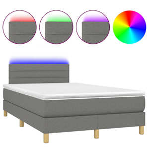 Box spring postel s matrací a LED tmavě šedá 120x190 cm textil - obrázek 2