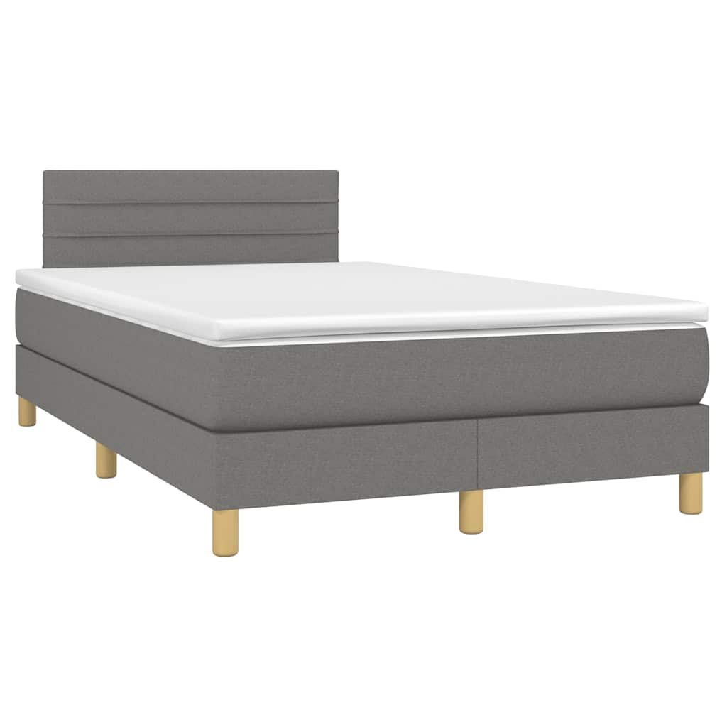 vidaXL Boxspring met matras en LED stof donkergrijs 120x190 cm afbeelding