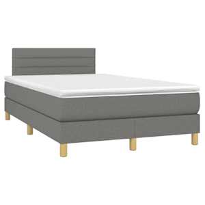 Box spring postel s matrací a LED tmavě šedá 120x190 cm textil - obrázek 3