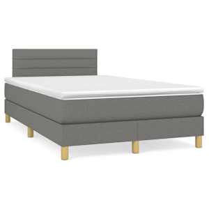 Box spring postel s matrací a LED tmavě šedá 120x190 cm textil - obrázek 1